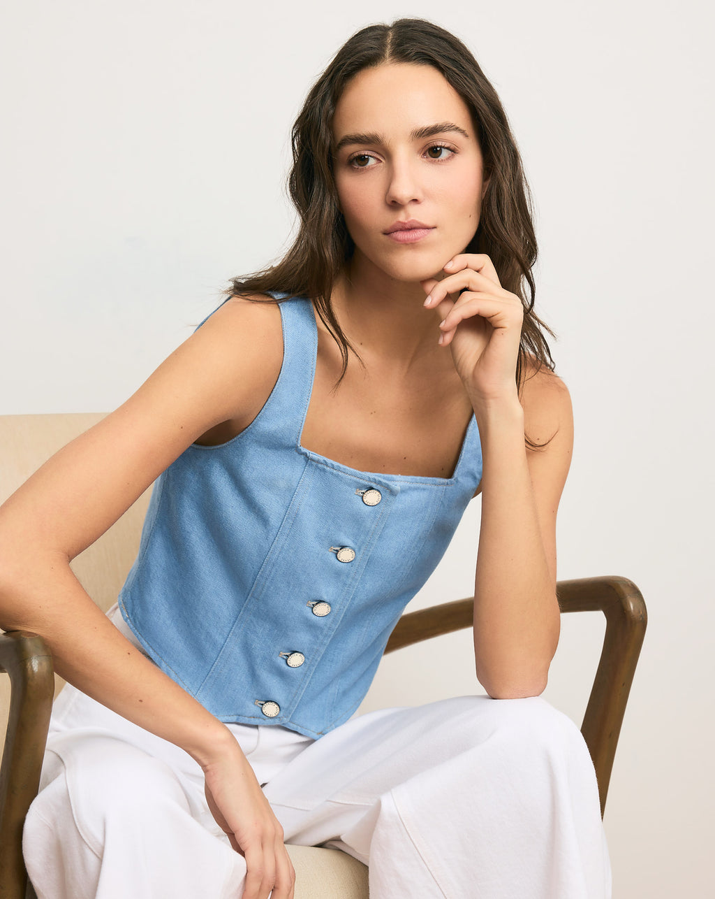 Veronica Beard Spensley Denim Vest - Bayside