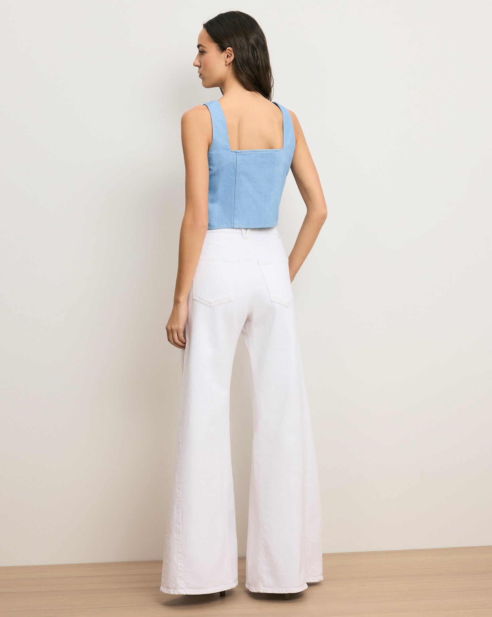 Spensley Denim Vest in Light Wash Bayside | Veronica Beard