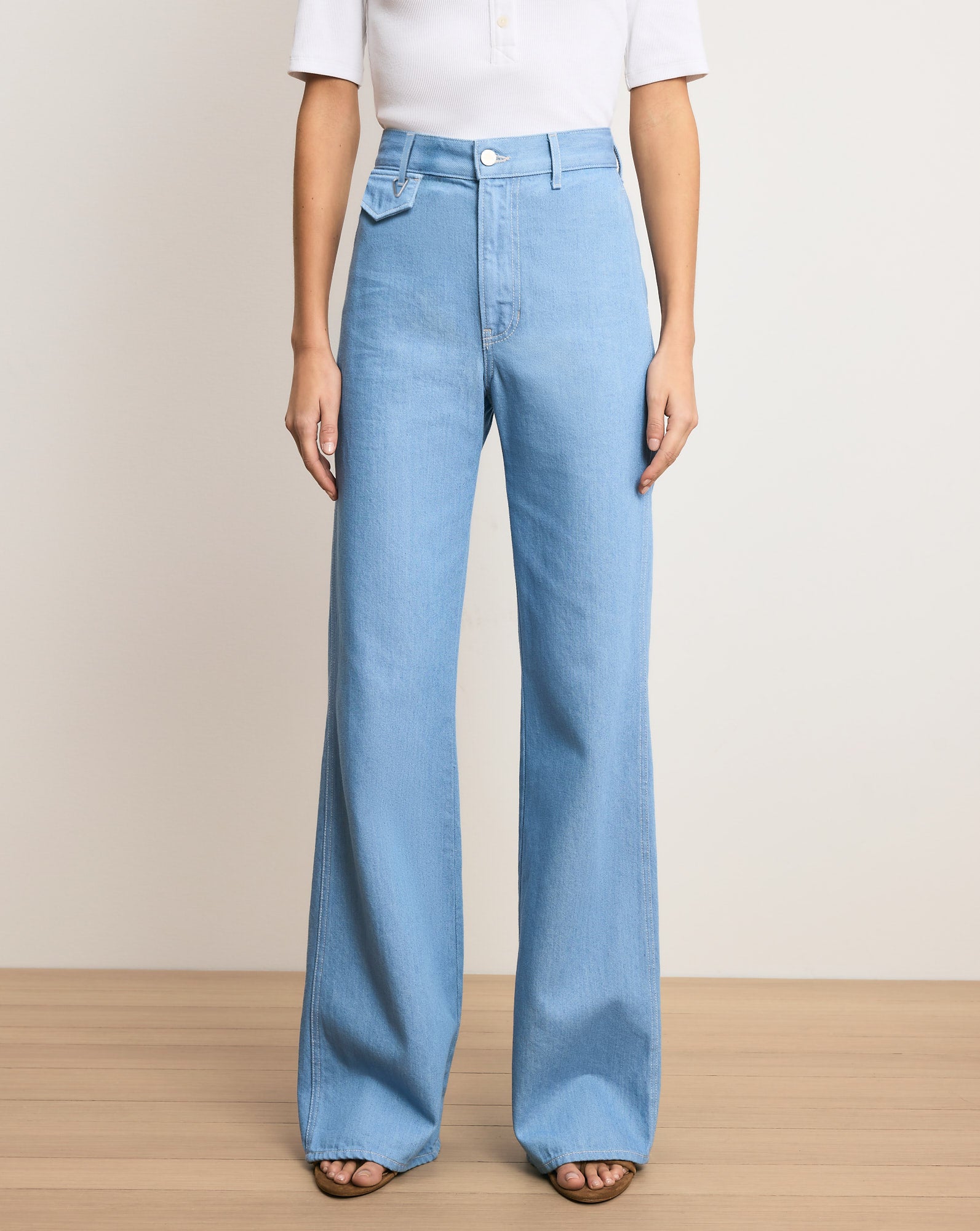 Crosbie Flap-Pocket Slim Wide-Leg Jean in Bayside | Veronica Beard