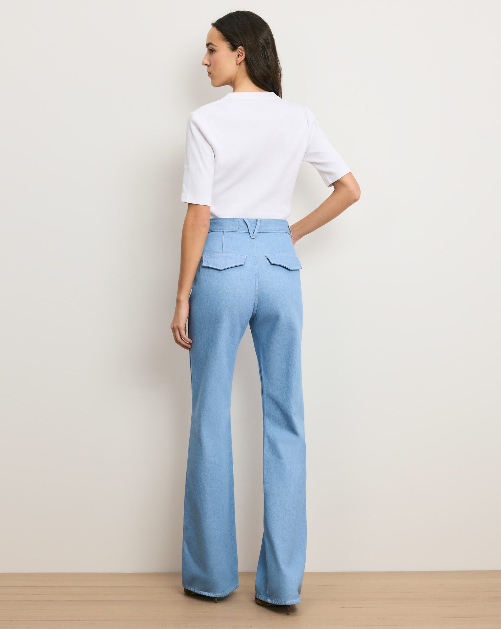 Crosbie Flap-Pocket Slim Wide-Leg Jean in Bayside | Veronica Beard