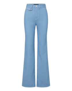 Veronica Beard Crosbie Flap-Pocket Slim Wide-Leg Jean Bayside