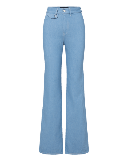 Veronica Beard Crosbie Flap-Pocket Slim Wide-Leg Jean - Bayside
