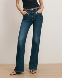 Veronica Beard Crosbie Slim Wide-Leg Jean - Bright Blue