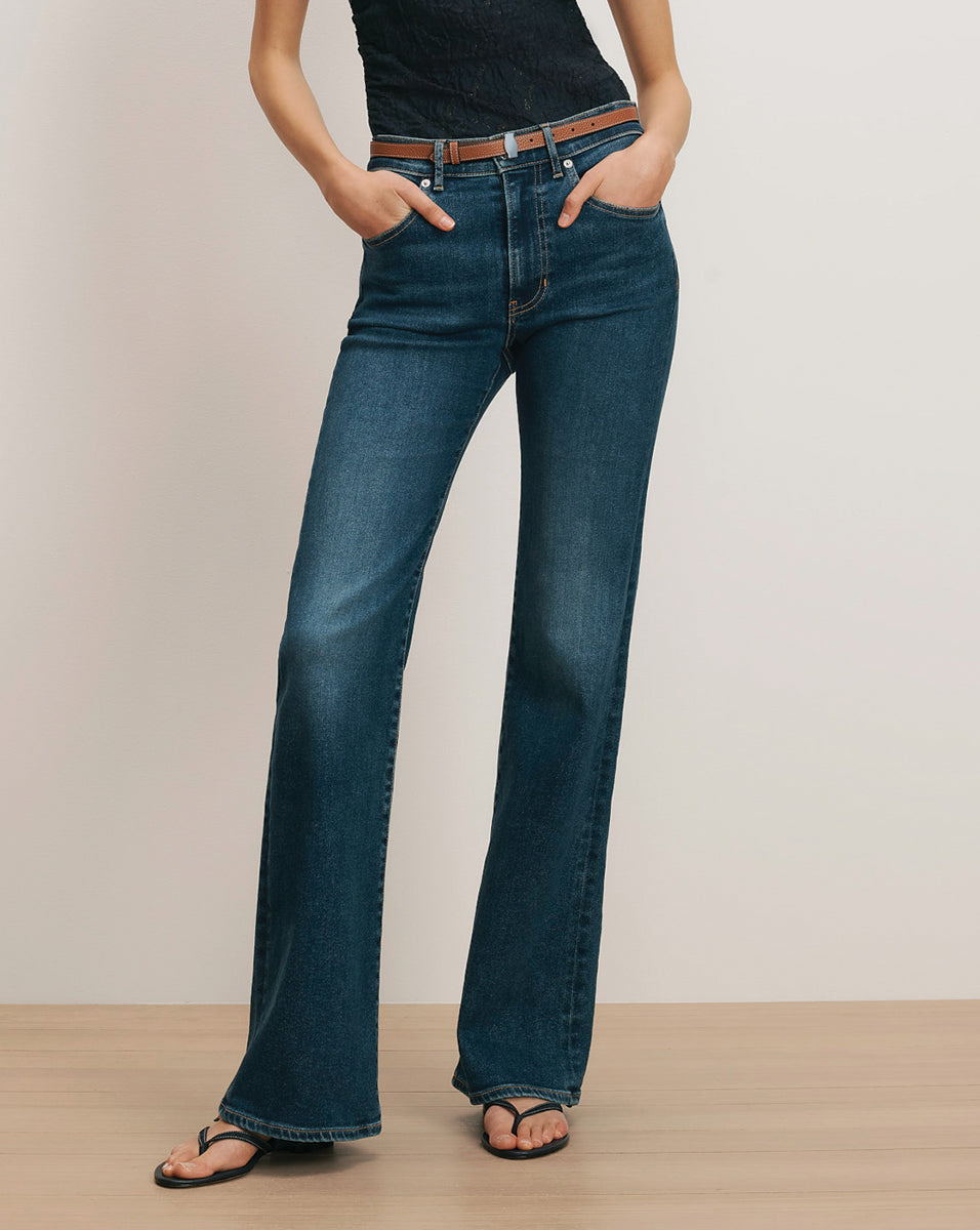 Veronica Beard Crosbie Slim Wide-Leg Jean - Bright Blue
