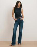 Veronica Beard Crosbie Slim Wide-Leg Jean - Bright Blue
