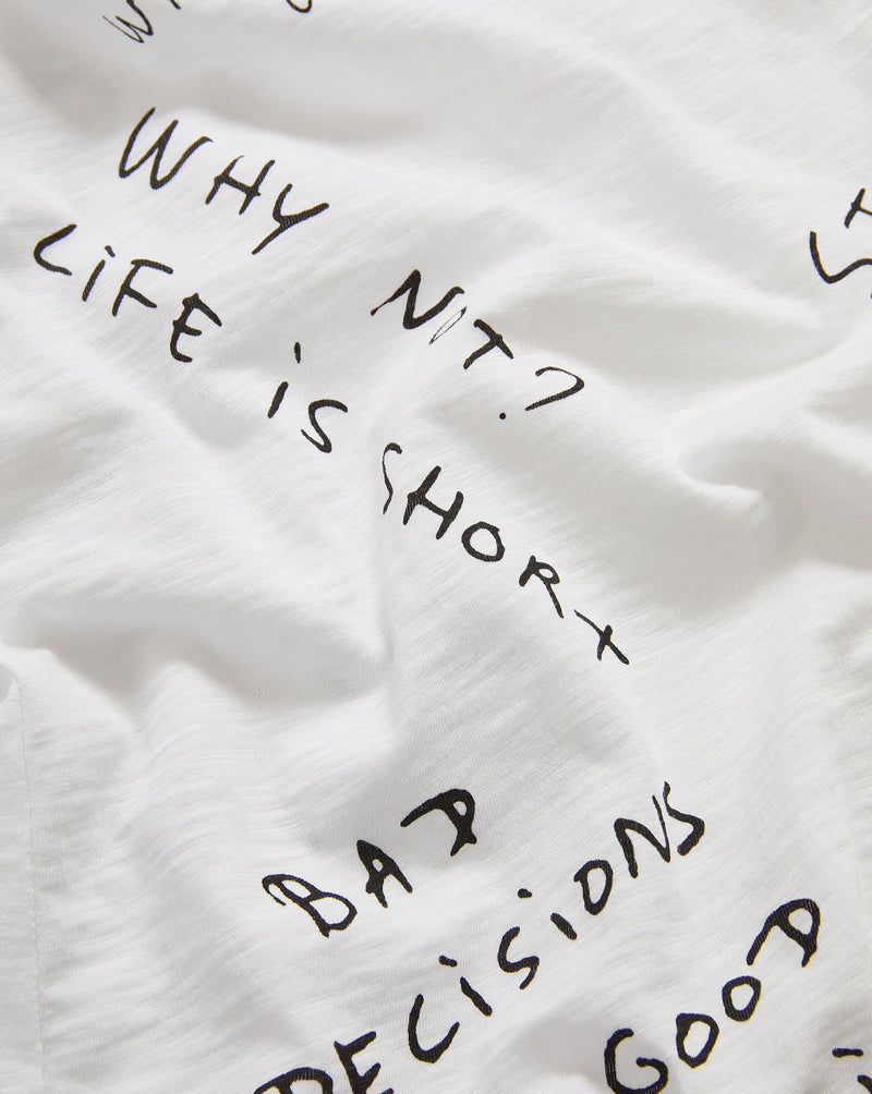 Veronica Beard White cotton t-shirt with black handwritten text print.