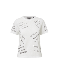 Veronica Beard White short-sleeve t-shirt with black handwritten text print.