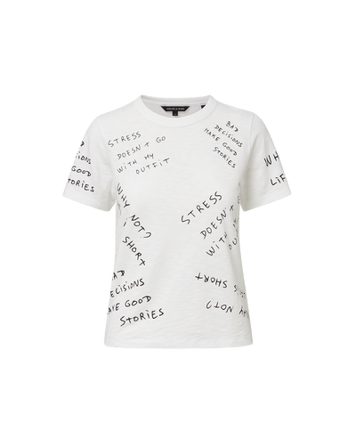 Veronica Beard White short-sleeve t-shirt with black handwritten text print.