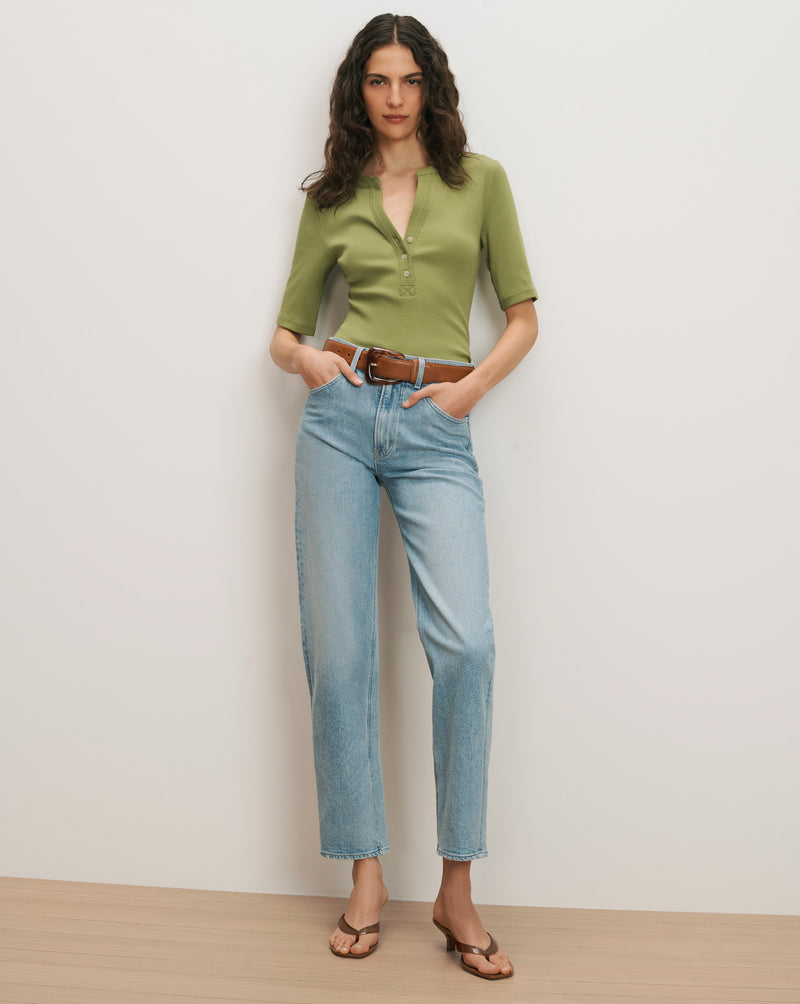 Veronica Beard Arch Resin-Buckle Leather Belt - Hazelwood