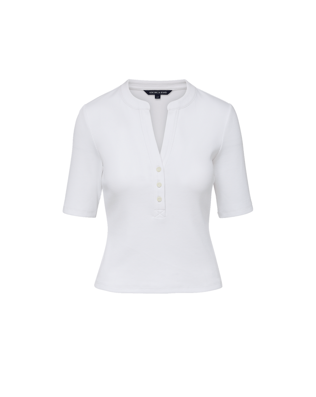 Reubian Ribbed Henley T-Shirt in White | Veronica Beard