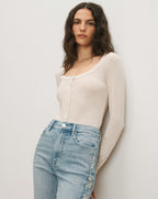 Veronica Beard Hyland Button-Down T-Shirt - Ecru