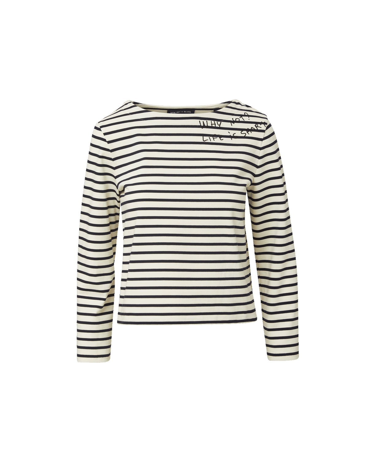 Hovey Embroidered Stripe Top in Dove/Navy Stripe | Veronica Beard