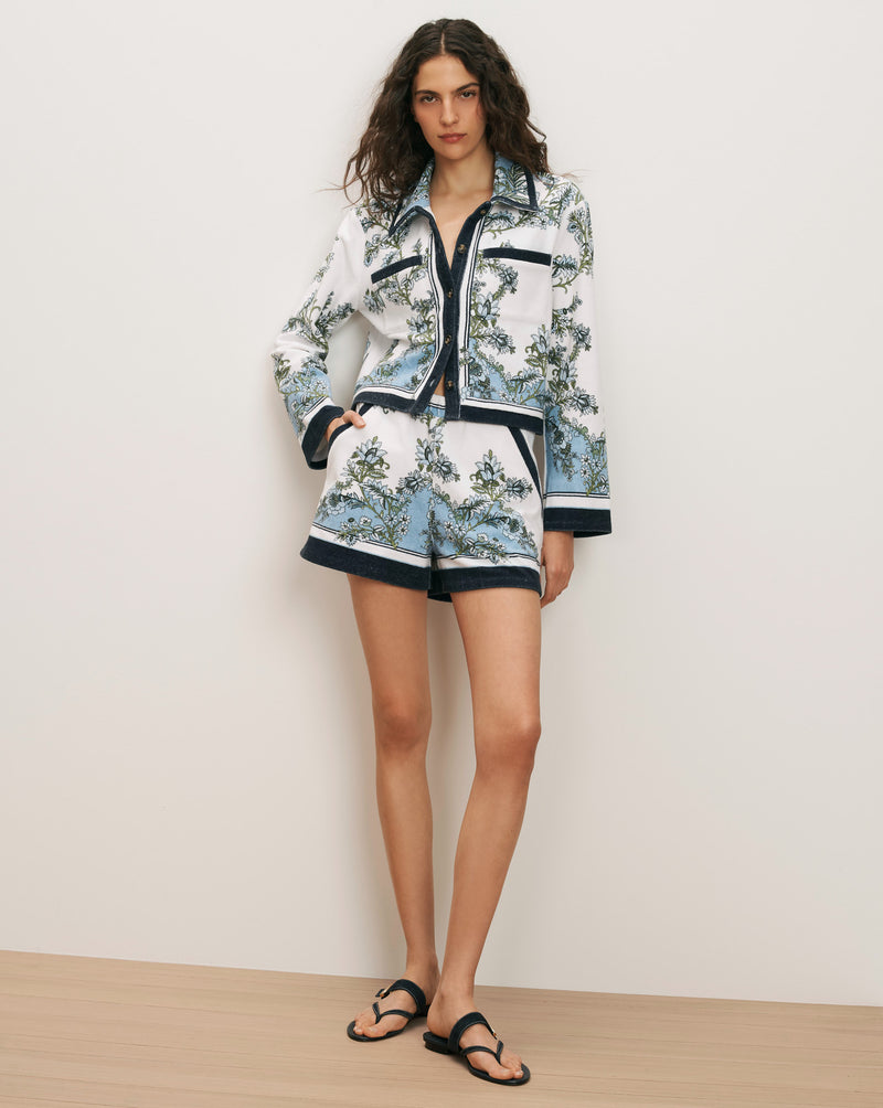 Veronica Beard Novelle Terry Button-Down Shirt - Blue Jay Multi