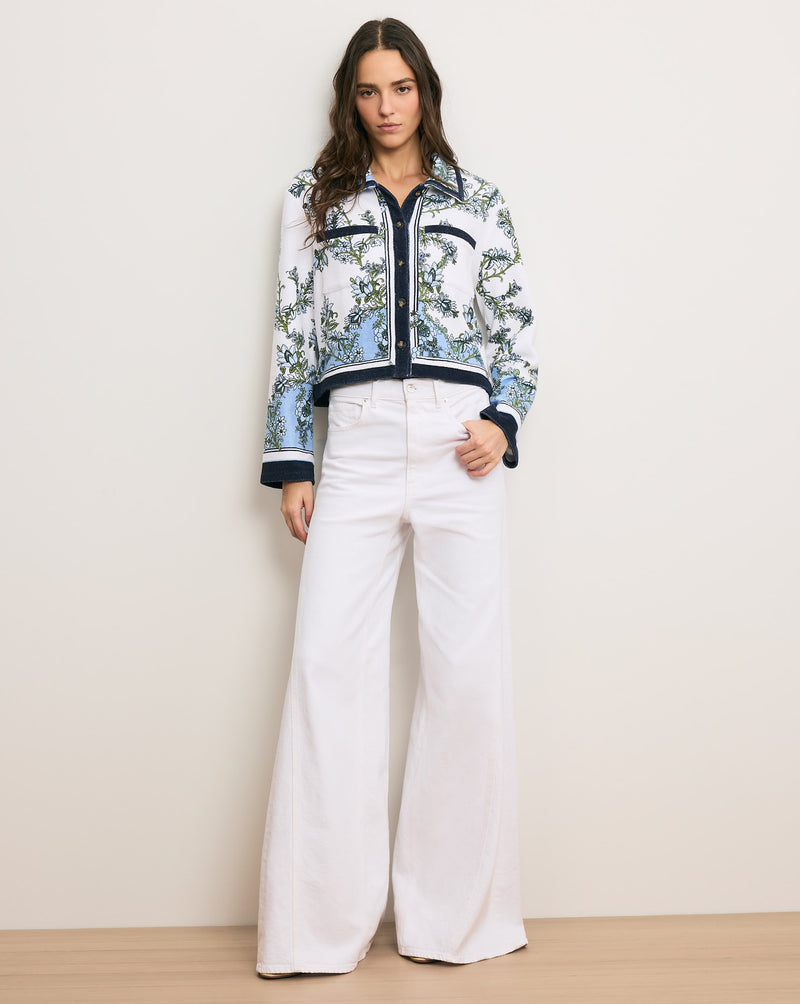 Veronica Beard Novelle Terry Button-Down Shirt - Blue Jay Multi