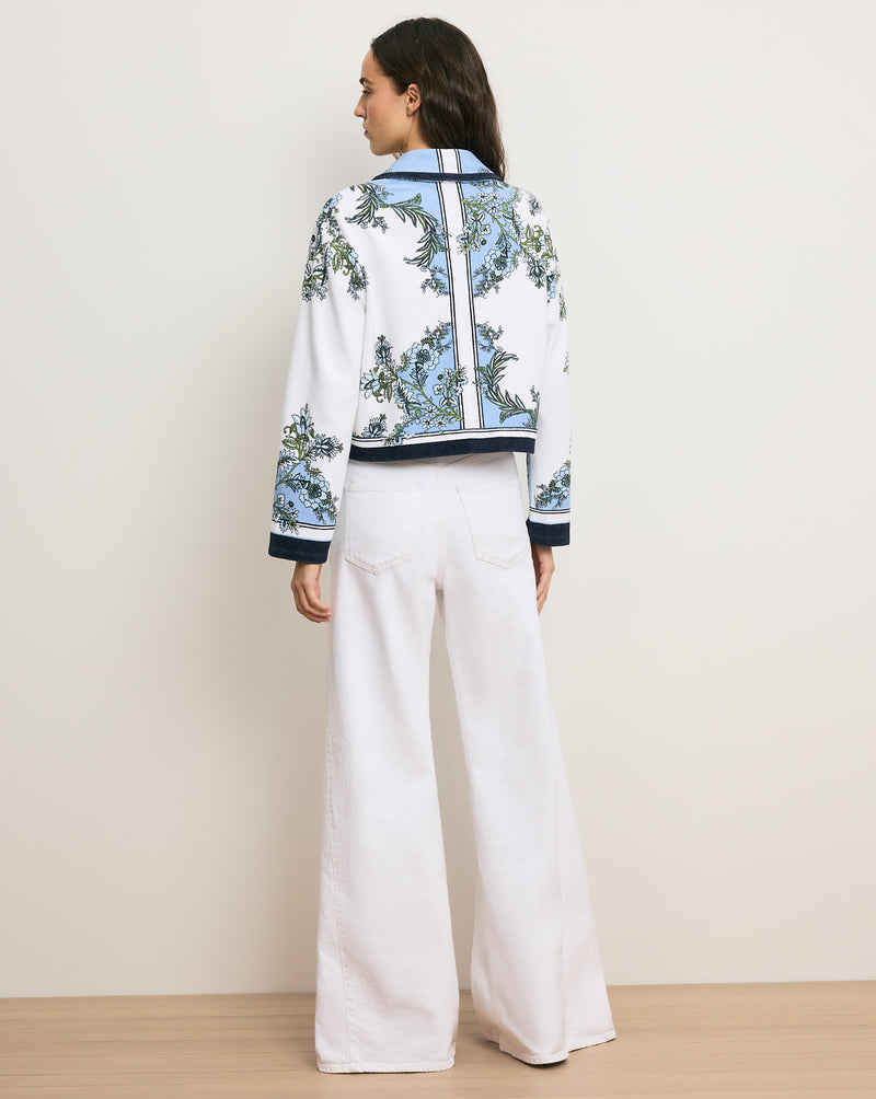 Veronica Beard Novelle Terry Button-Down Shirt - Blue Jay Multi