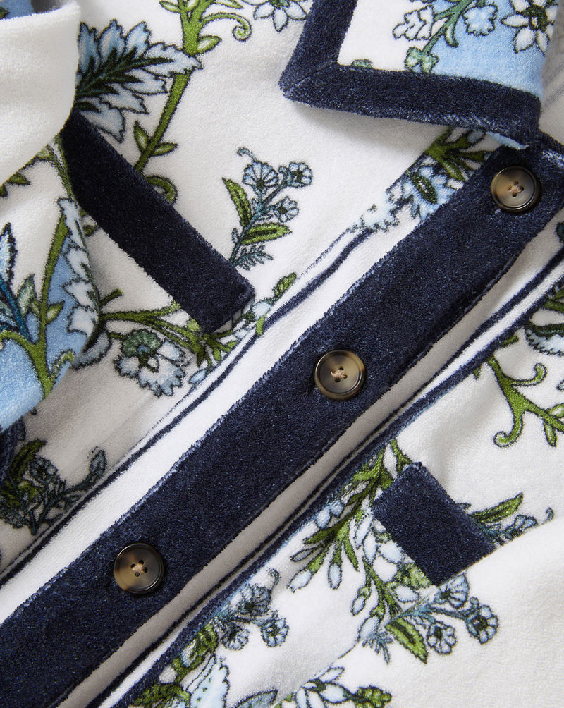 Veronica Beard Novelle Terry Button-Down Shirt - Blue Jay Multi