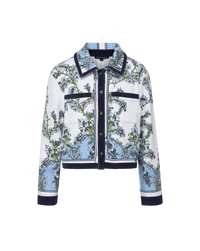 Veronica Beard Novelle Terry Button-Down Shirt Blue Jay Multi