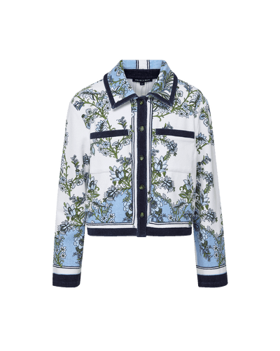 Veronica Beard Novelle Terry Button-Down Shirt Blue Jay Multi