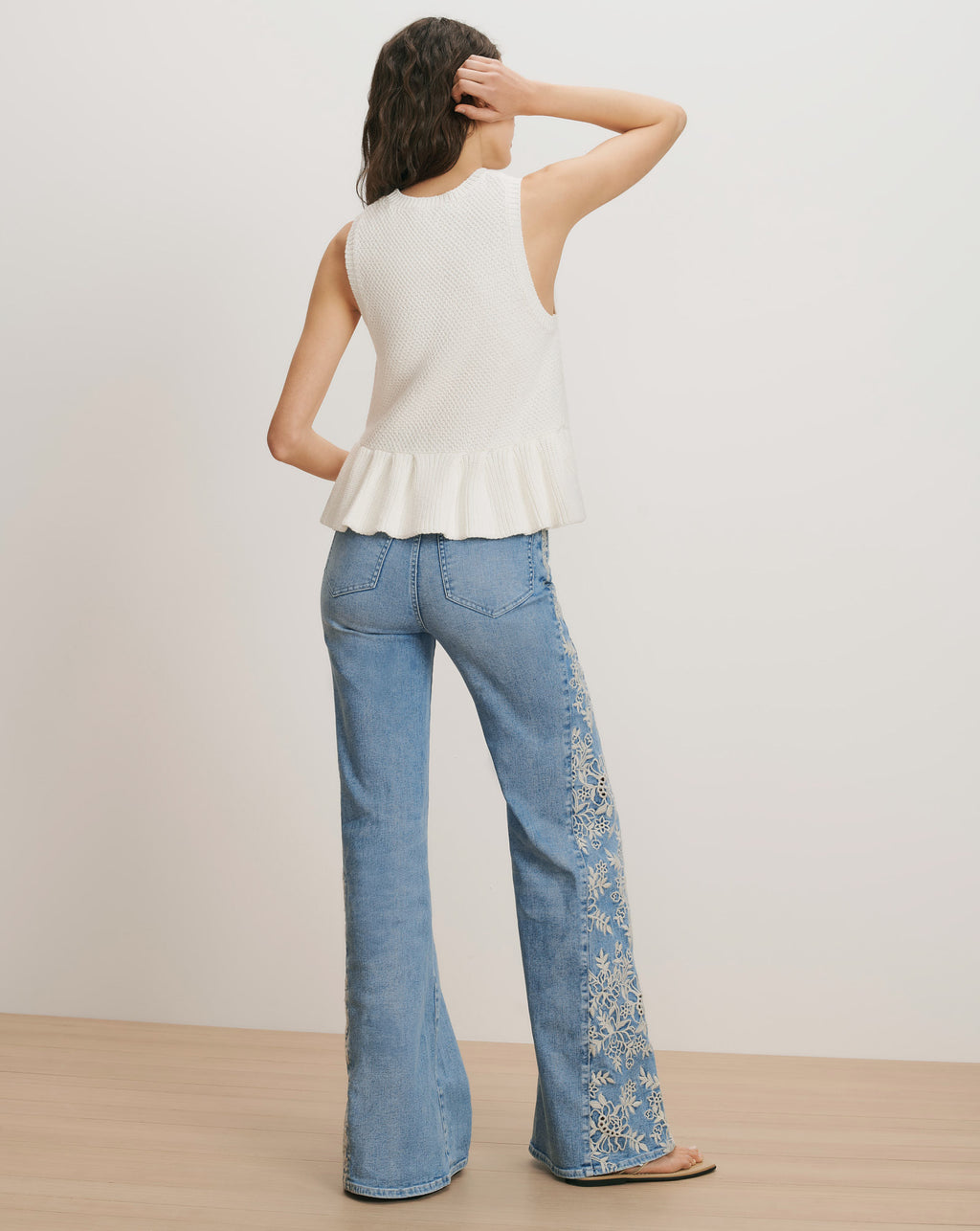 Veronica Beard Nemyah Peplum Tank Top - Dove White