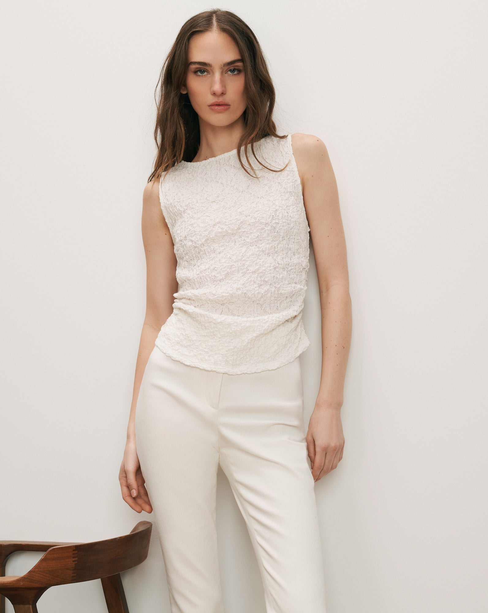 Selah Lace Tank Top in Dove | Veronica Beard