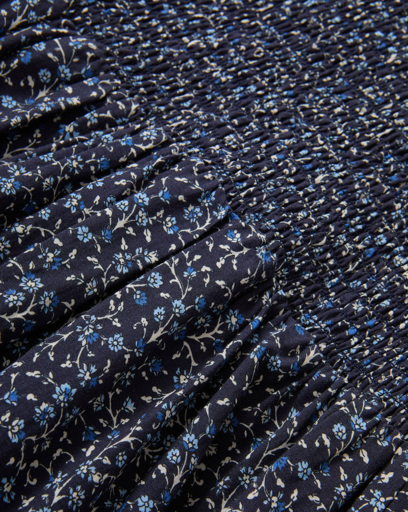 Veronica Beard Marietta Shirred Midi Dress - Navy Multi