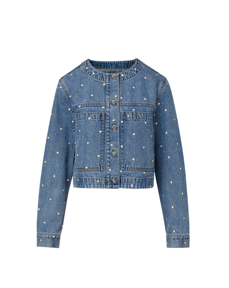 Veronica Beard Lowry Embellished Denim Jacket - Amethyst Frost
