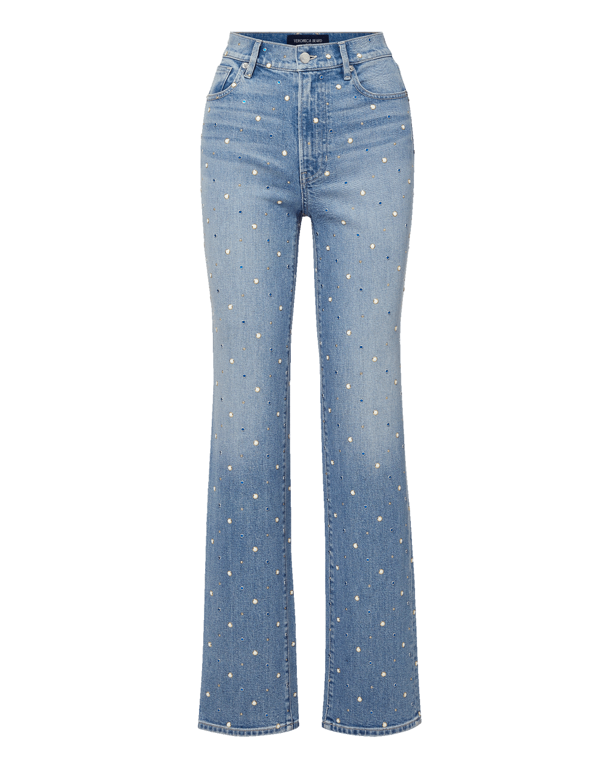 Dylan Embellished Straight-Leg Jean in Medium Wash Amethyst Frost