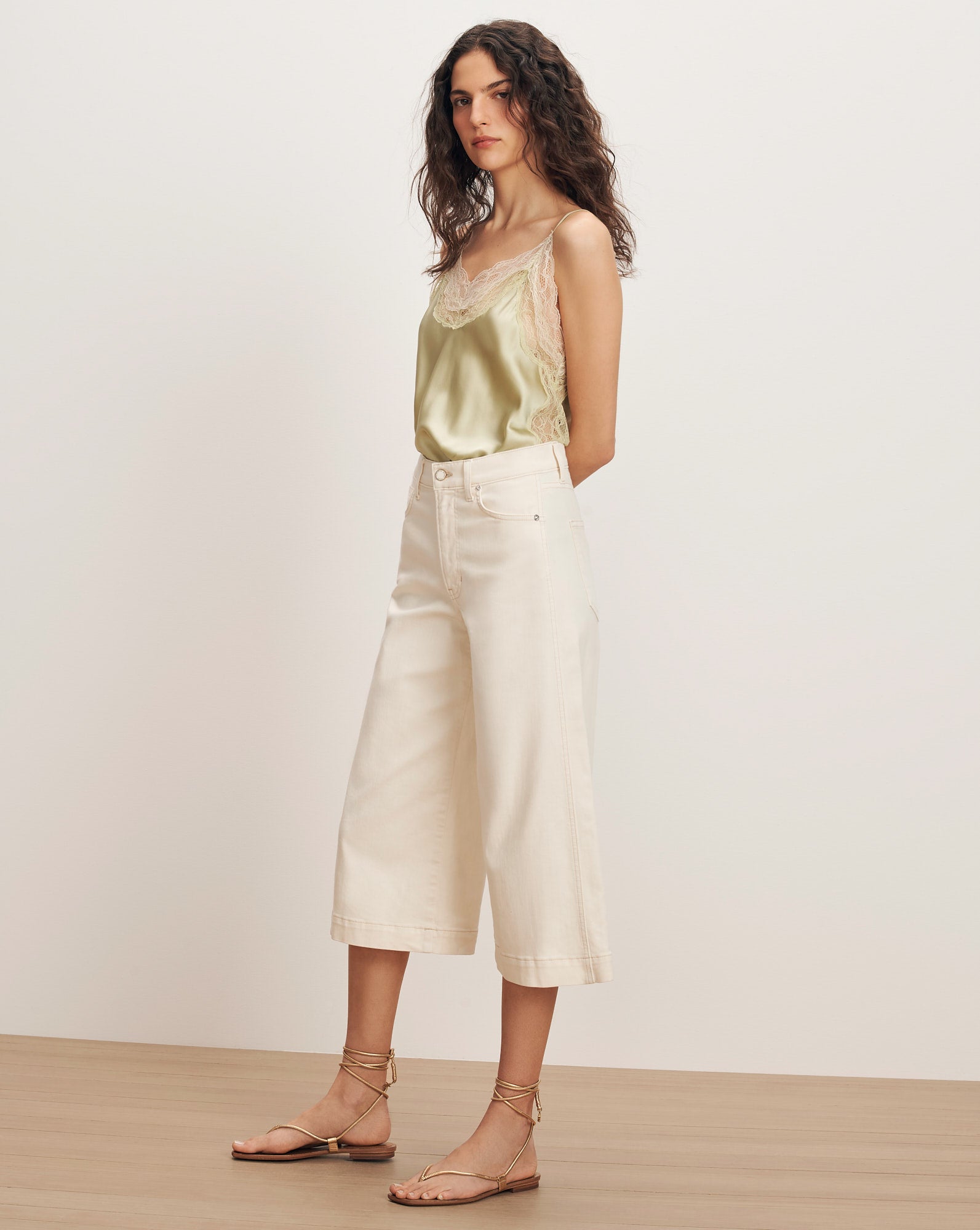 Marlowe Denim Culotte in Ecru | Veronica Beard