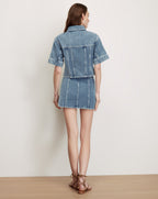 Veronica Beard Malcolm Cropped Denim Jacket - Silver Dust