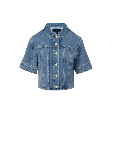 Veronica Beard Malcolm Cropped Denim Jacket - Silver Dust