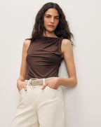 Veronica Beard Otessa Top - Dark Mocha