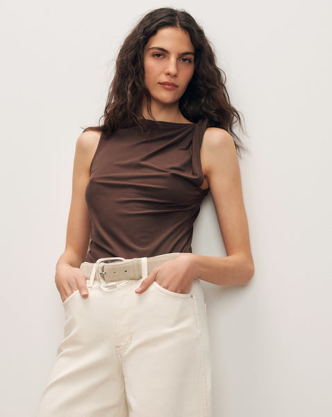 Otessa Boatneck Tank Top in Dark Mocha | Veronica Beard