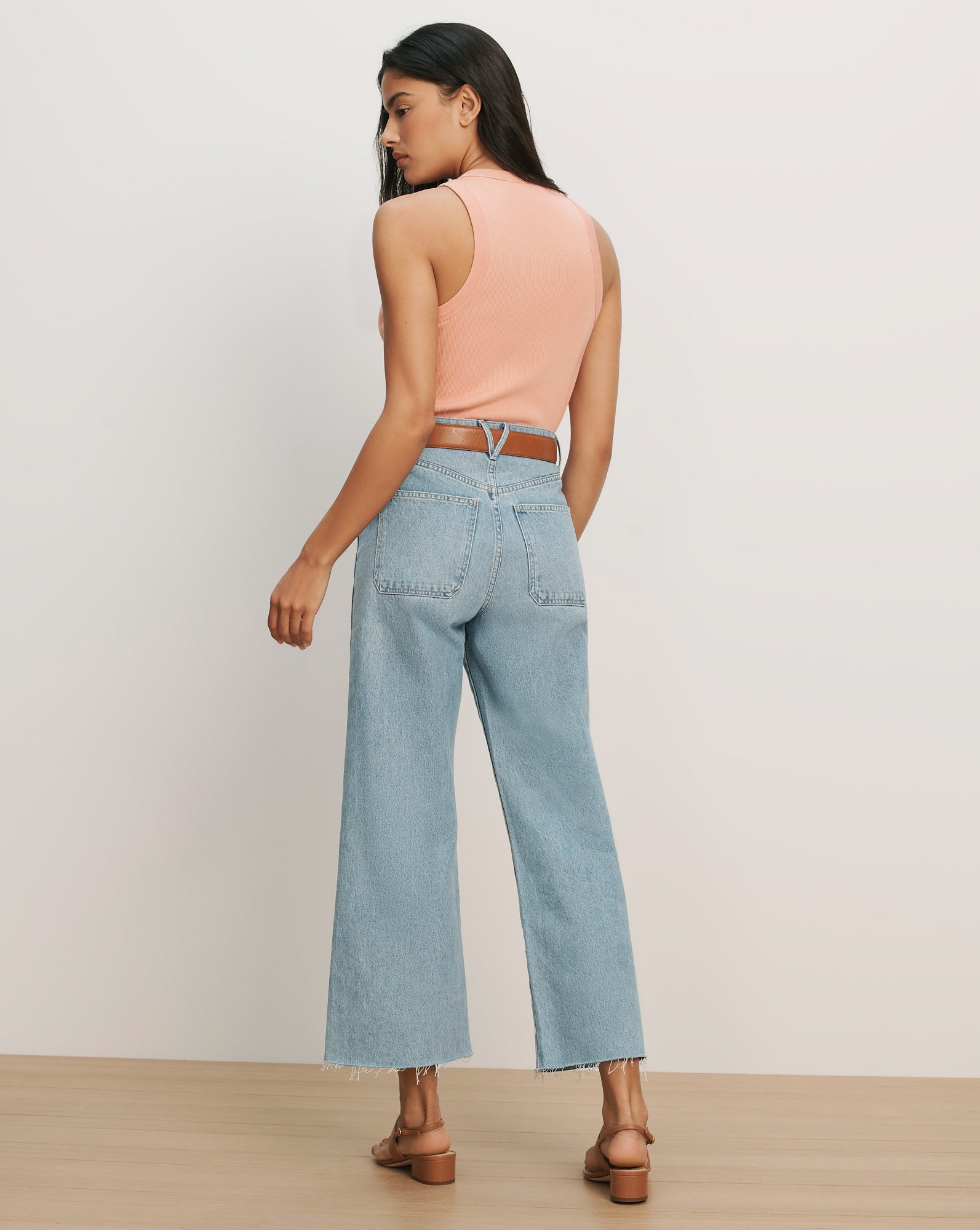 Jordyn Cropped Tank Top in Coral Muted Clay | Veronica Beard