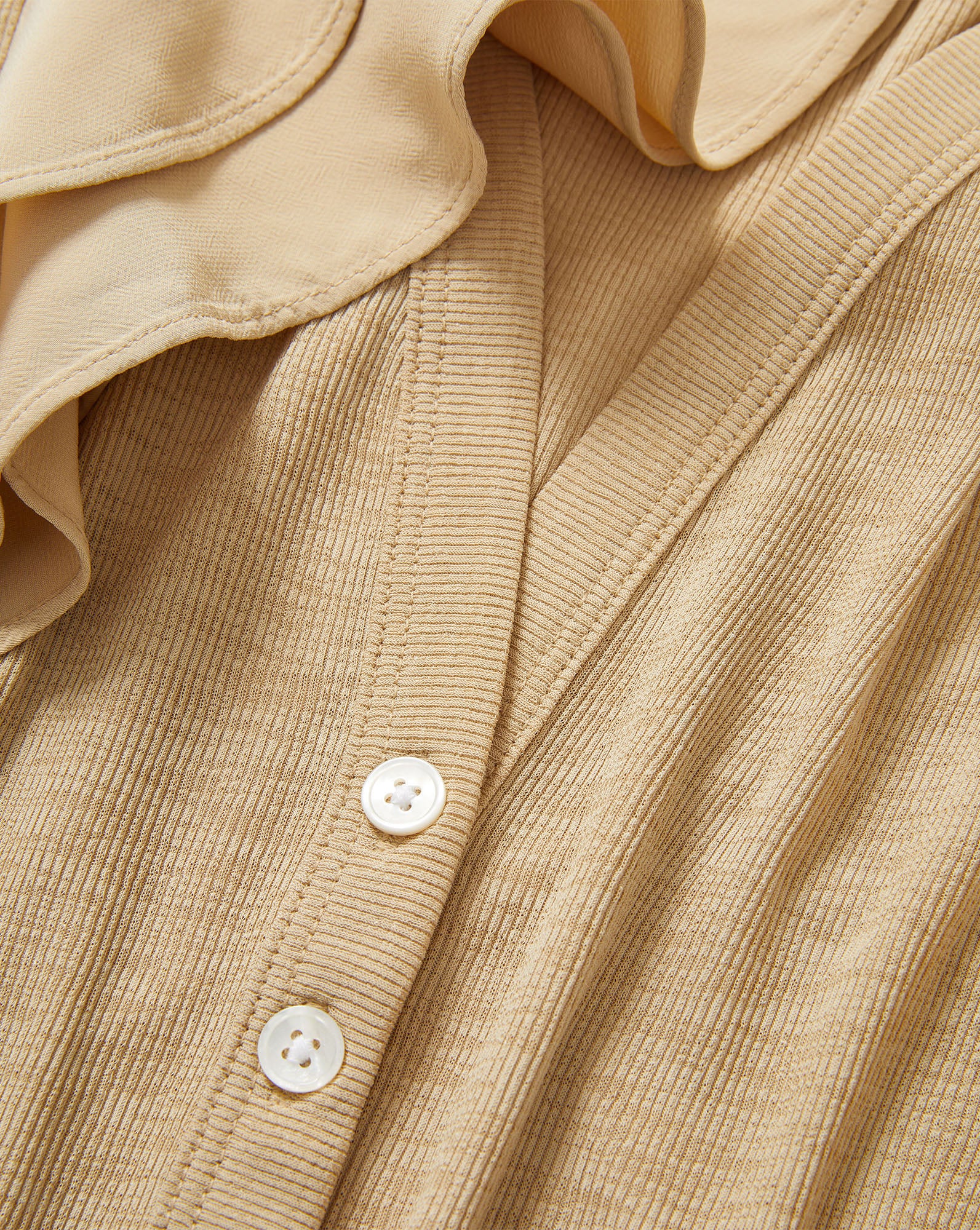 Aphrodite Mixed-Media Top in Stone Khaki | Veronica Beard