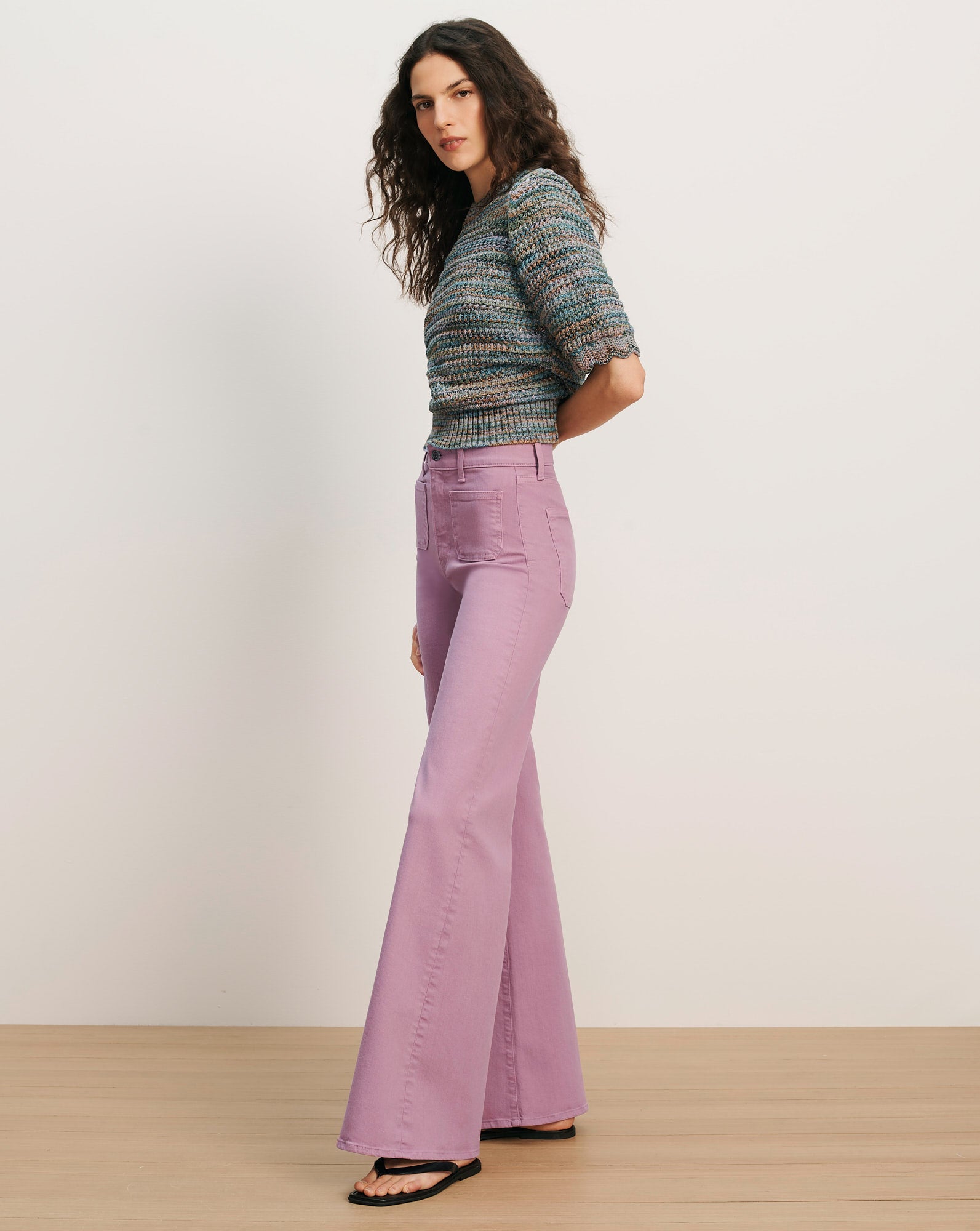 Joplin Patch-Pocket Flare Jean in Light Purple | Veronica Beard