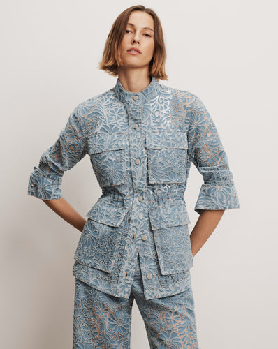 Veronica Beard Lane Burnout Denim Jacket - Lakeshore