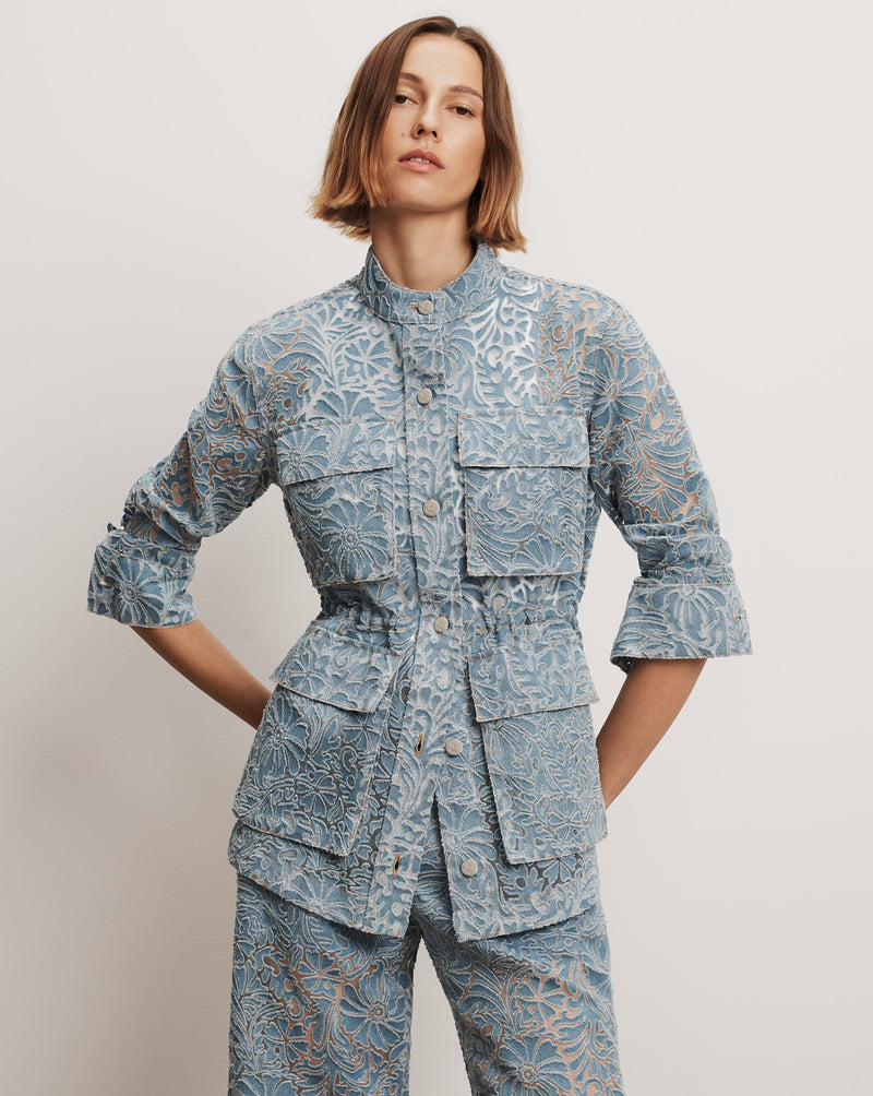 Veronica Beard Lane Burnout Denim Jacket - Lakeshore