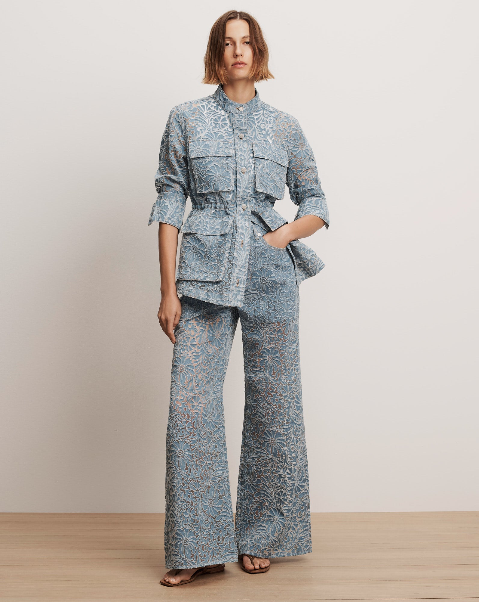 Lane Burnout Denim Jacket in Lakeshore | Veronica Beard