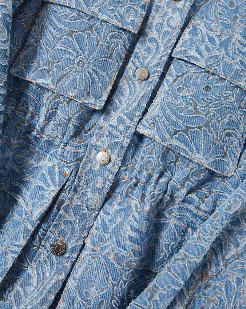 Veronica Beard Lane Burnout Denim Jacket - Lakeshore