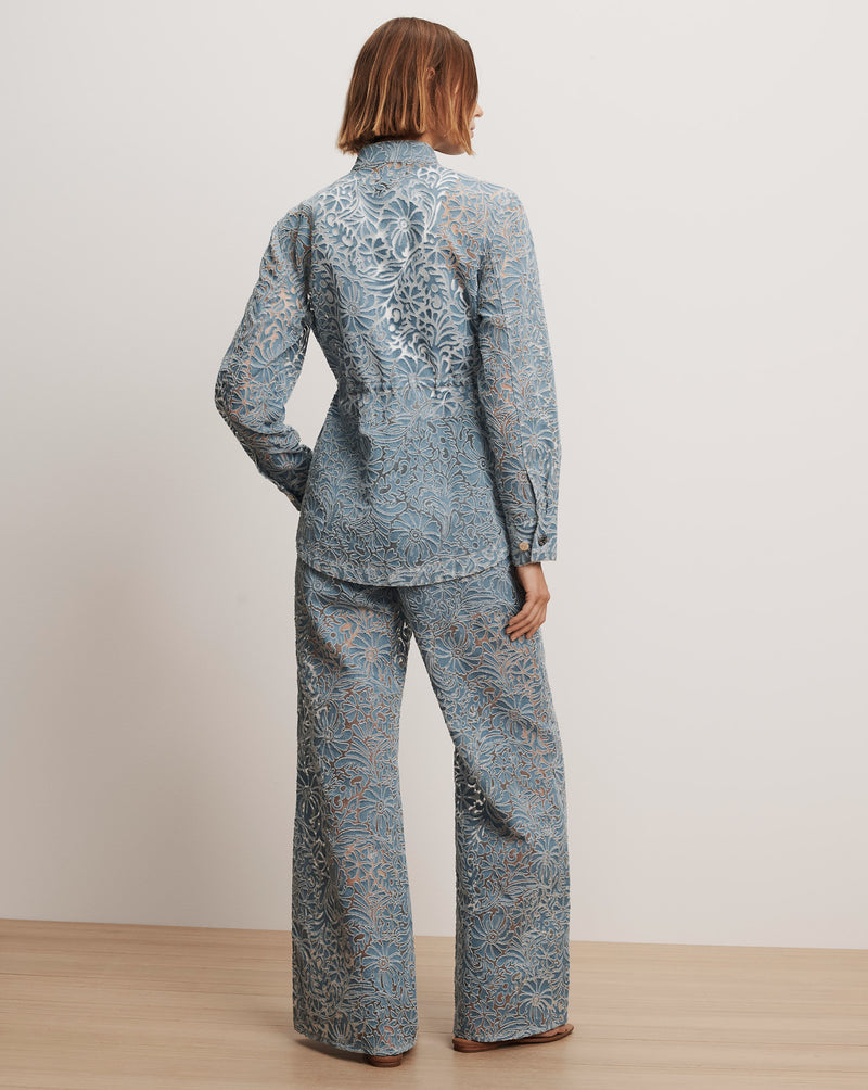 Veronica Beard Lane Burnout Denim Jacket - Lakeshore
