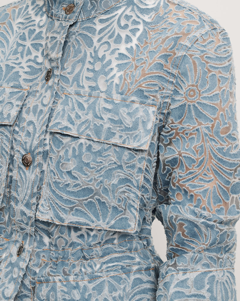 Veronica Beard Lane Burnout Denim Jacket - Lakeshore