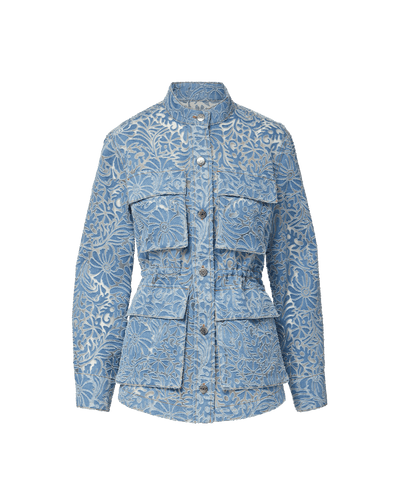 Veronica Beard Lane Burnout Denim Jacket - Lakeshore