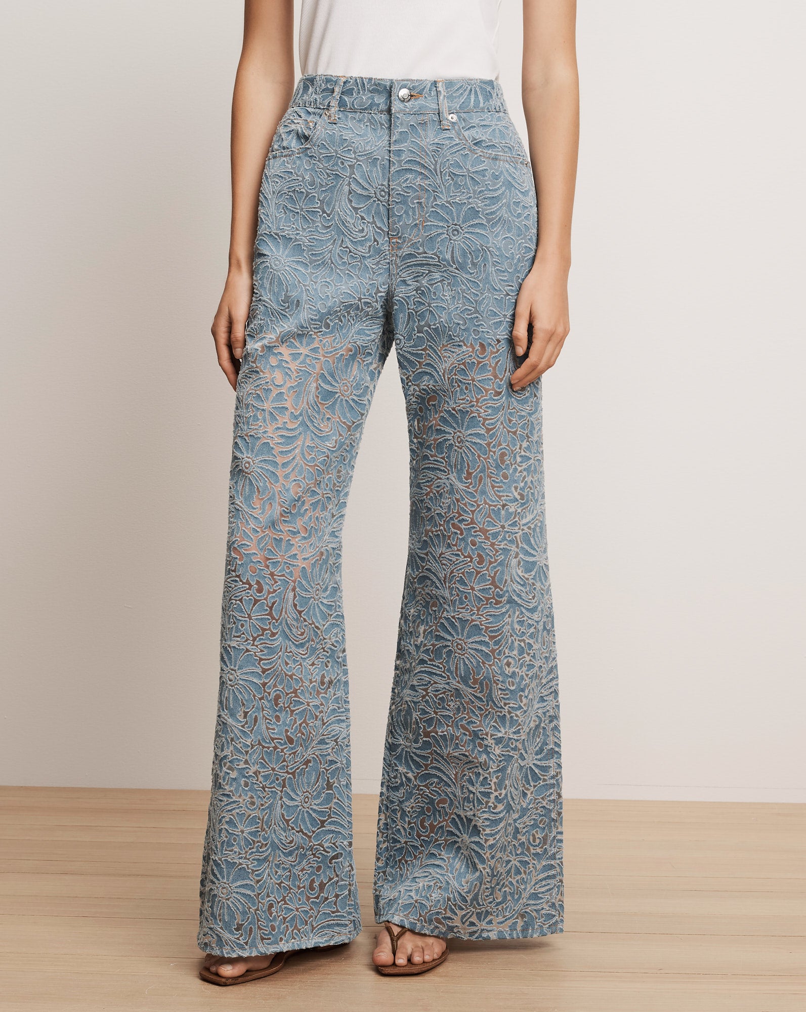 Taylor Burnout Wide-Leg Jean in Lakeshore | Veronica Beard