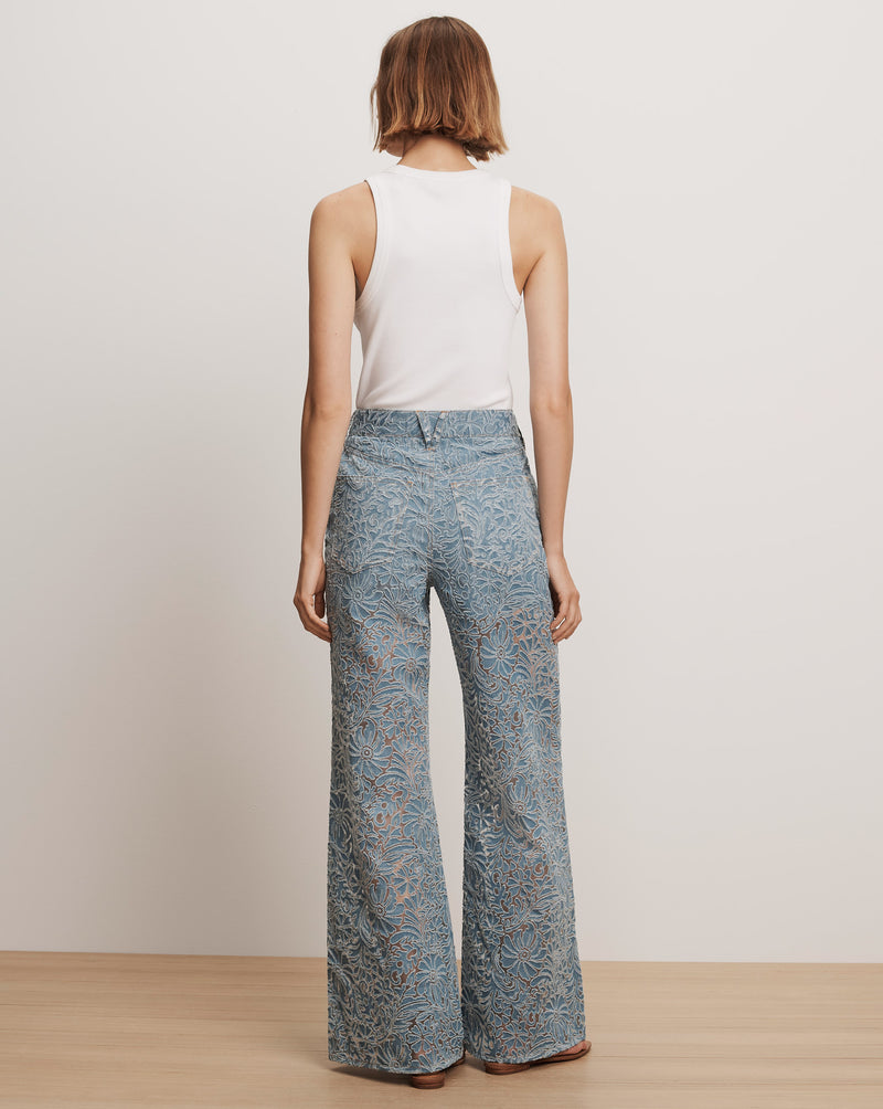 Veronica Beard Taylor Burnout Wide-Leg Jean - Lakeshore