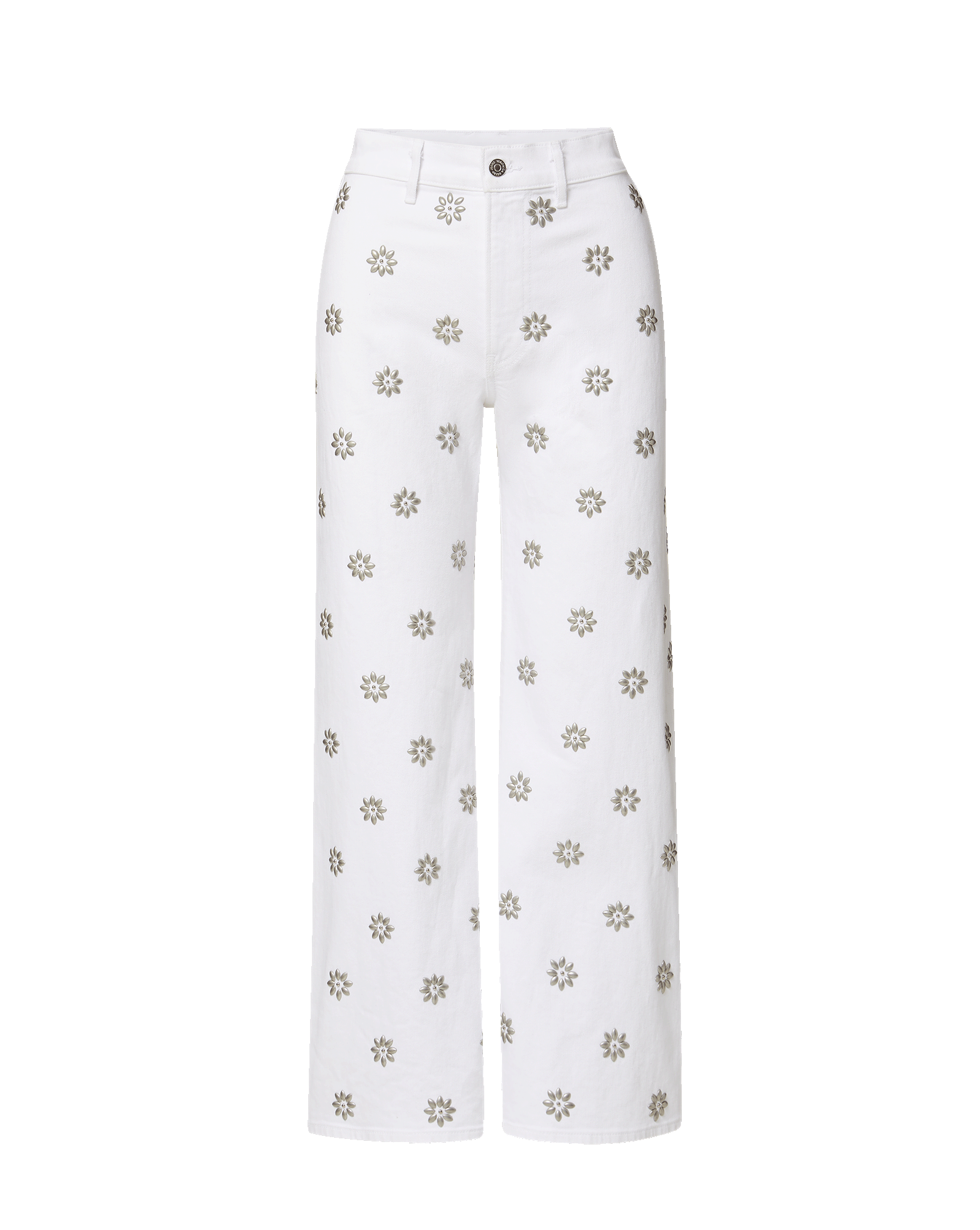 Grant Studded Wide-Leg Jean in White | Veronica Beard Grant Studded Wide-Leg Jean in White | Veronica Beard