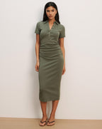 Veronica Beard Besser Polo Midi Dress - Stone Army