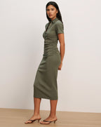Veronica Beard Besser Polo Midi Dress - Stone Army