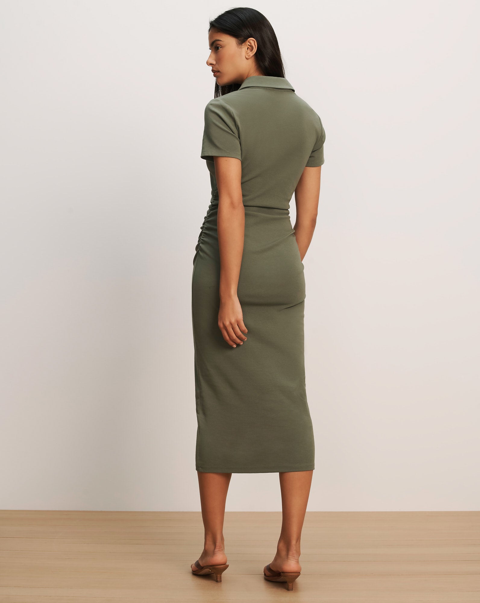 Besser Polo Midi Dress in Stone Army Green