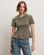 Veronica Beard Syverin Peplum T-Shirt - Stone Army