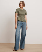 Veronica Beard Syverin Peplum T-Shirt - Stone Army